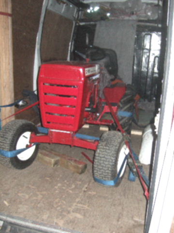red tractor in van